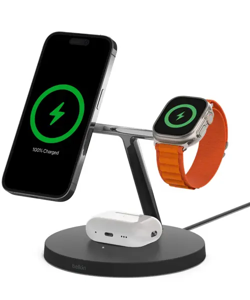 3-in-1 Wireless Charger with Official MagSafe Charging 15W